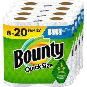 Quick Size Paper Towels, White, 8 Family Rolls = 20 Regular Rolls